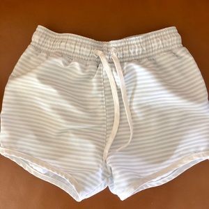 Minnow Gray & White Stripe Boardies, 5/6T